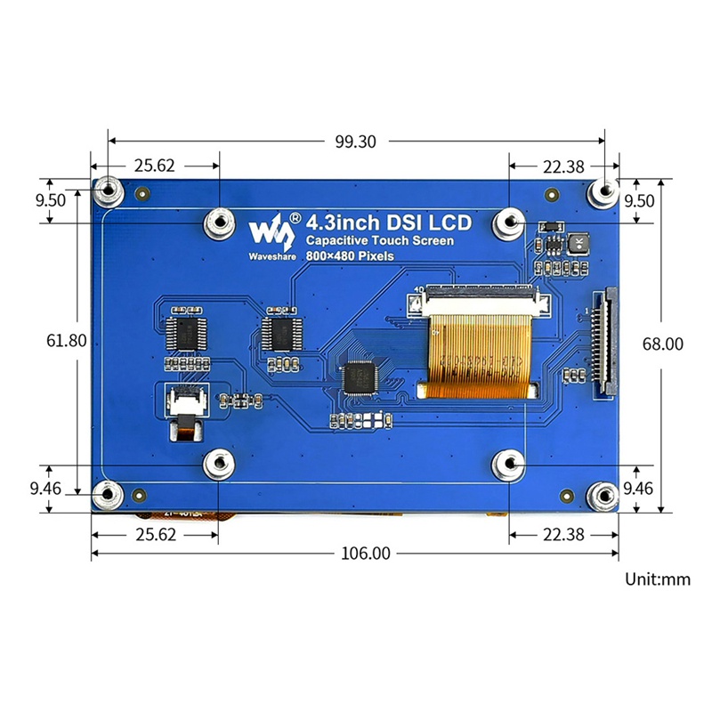 Màn hình điện dung 800x480 IPS 4B/3B+ 800x4.3 inch cho Raspberry Pi | BigBuy360 - bigbuy360.vn