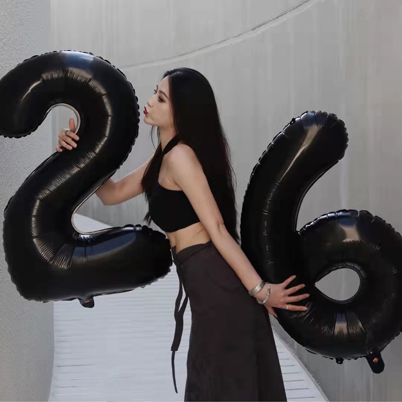 Bong Bóng Số 0-9 Màu Đen Trang Trí Tiệc Sinh Nhật