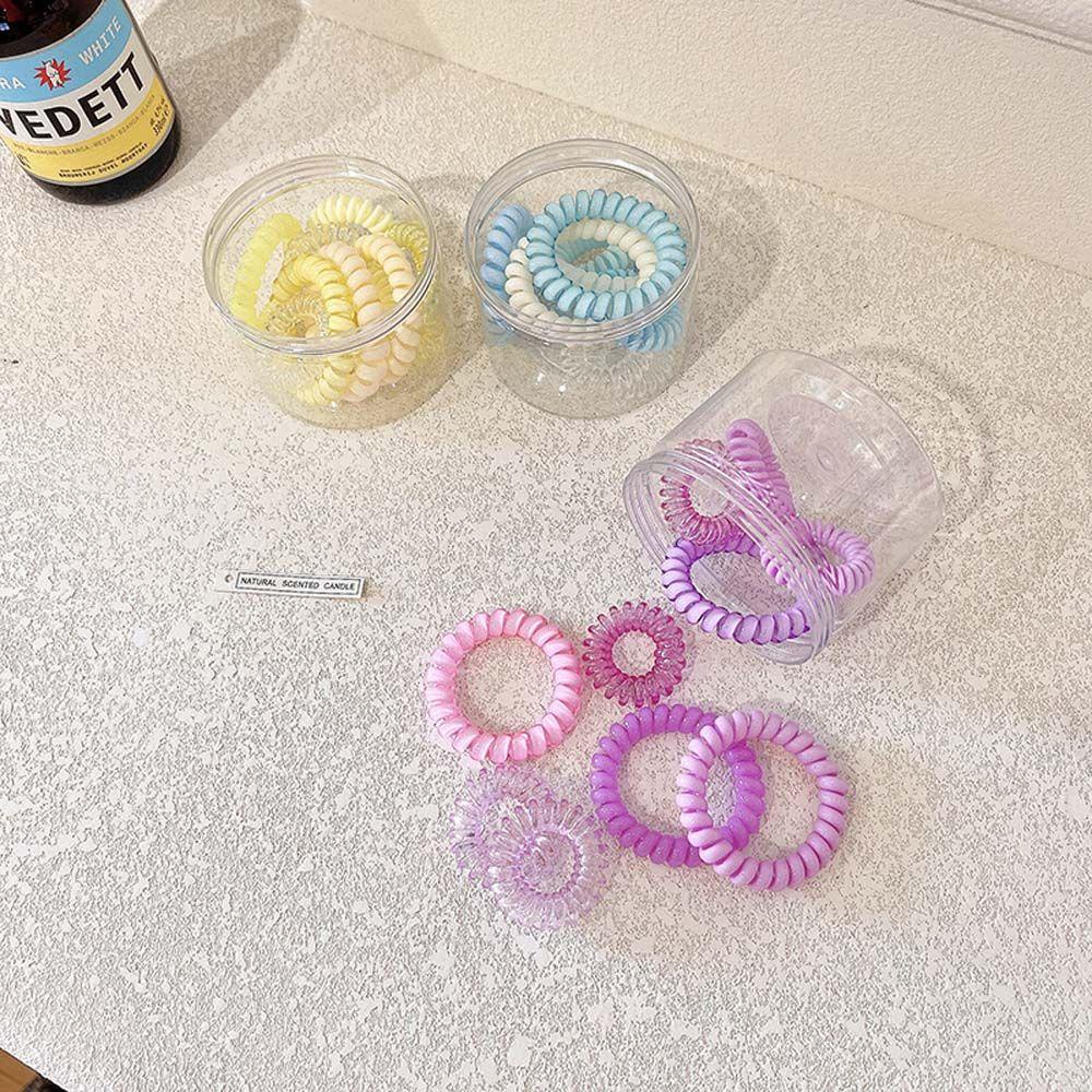 Dây Cột Tóc Lò Xo Bằng TPU Màu Kẹo Phong Cách Hàn Quốc Dễ Thương Cho Nữ