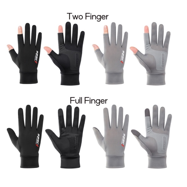 Găng Tay Lụa Lạnh Hai Ngón Chống Trượt Có Thể Chạm Màn Hình Cảm Ứng Thoáng Khí Bảo Vệ Tia UV Khi