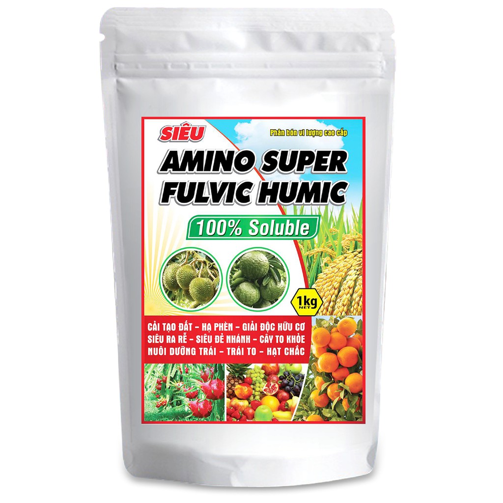 Phân bón hữu cơ sinh học Amino Super Fulvic Humic (1kg) - Sản phẩm thuộc Tập Đoàn Phân Bón Con Cò Vàng