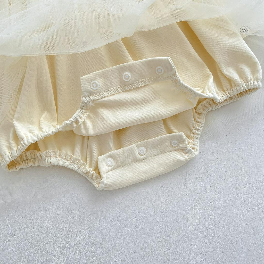 Bộ Đầm Công Chúa + Băng Đô Lưới Thời Trang Mùa Hè Cho Bé Gái Sơ Sinh