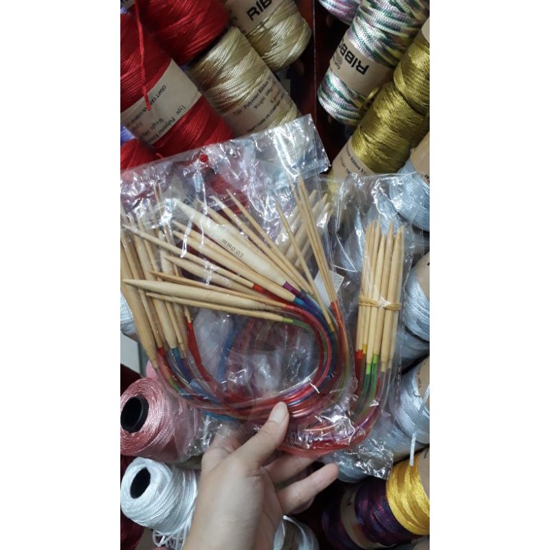 Kim đan vòng tre dài 40cm đan mũ nón len