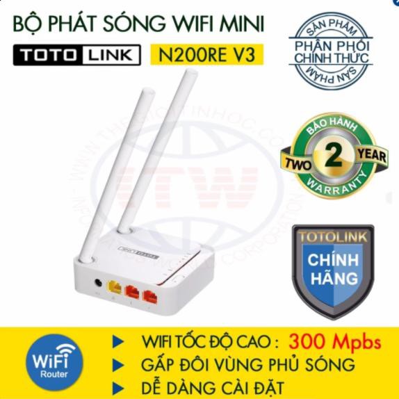 [Chính Hãng] Bộ Phát WiFi TOTOLINK N200RE-V3, Bộ Phát Wifi Chuẩn N Tốc Độ 300Mbps | BigBuy360 - bigbuy360.vn