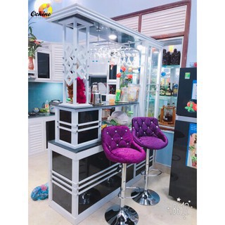 Ghế Make | Ghế Trang Điểm | Ghế Quầy Bar | Ghế Xoay 360 | Ghế Nỉ Nhung Màu Tím Thủy Chung
