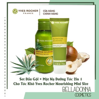 [Mini Size] Set Dầu Gội + Mặt Nạ Dưỡng Tóc 2in1 Dành Cho Tóc Khô Yves Rocher Nourishing (Gội 50ml+ Mặt Nạ Tóc 30ml]