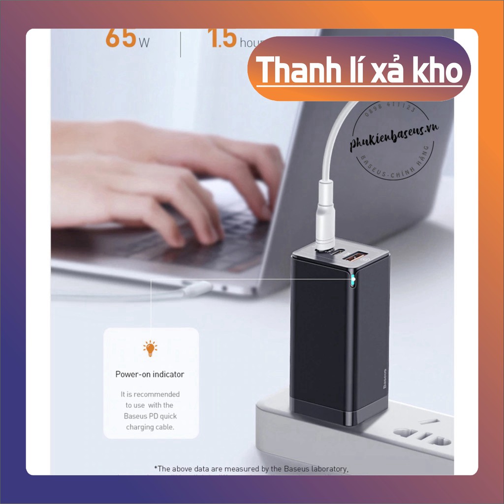 ĐỐT KHO Cóc / củ sạc nhanh đa năng thế hệ mới Baseus GaN Quick Travel Charger 65W cho Smartphone/ Tablet/ iPad/ Macbook/