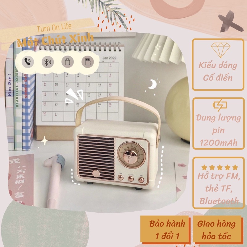 Loa Bluetooth mini vintage phong cách Retro
