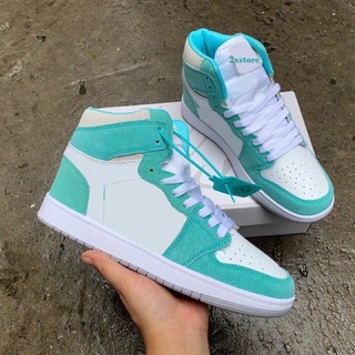 (Tặng móc khoá) Giầy cao cổ xanh ngọc chất nỉ hàng đẹp giá rẻ fullbox