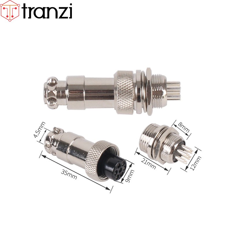 Giắc GX12 7P 12mm bộ đực cái - túi 1 bộ đực cái