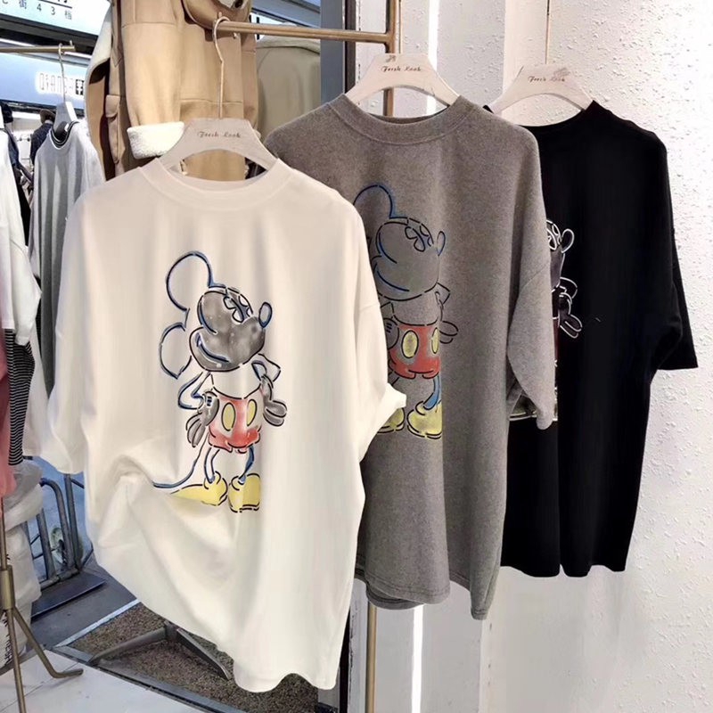 Áo thun tay ngắn in hình chuột mickey dành cho nữ vào mùa hè