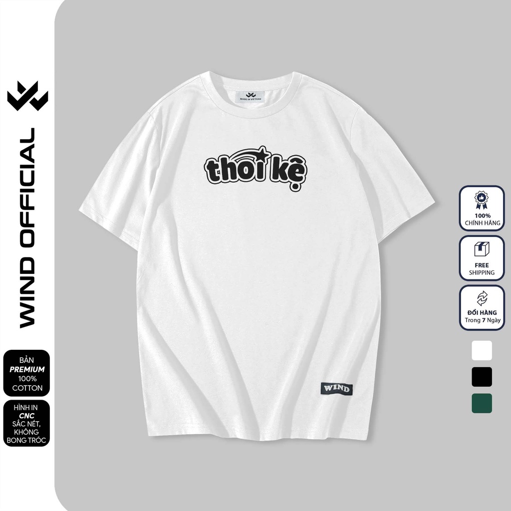 Áo thun tay lỡ unisex WIND phông form rộng 65% Thôi Kệ nam nữ oversize