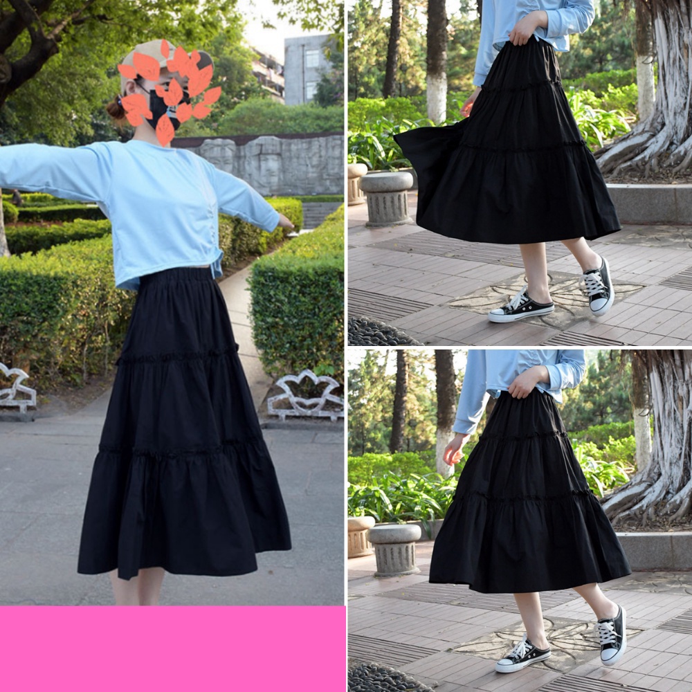 Chân váy nữ, chân váy nữ 3 tầng chất voan 2 lớp màu trắng đen freesize