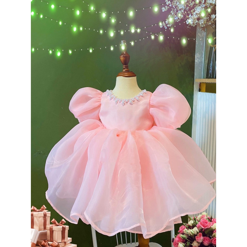 Váy Công Chúa Cho Bé Thiết Kế Tay Bồng Siêu Xinh, Váy Công Chúa Chất Liệu Voan Hàn Quốc Cao Cấp