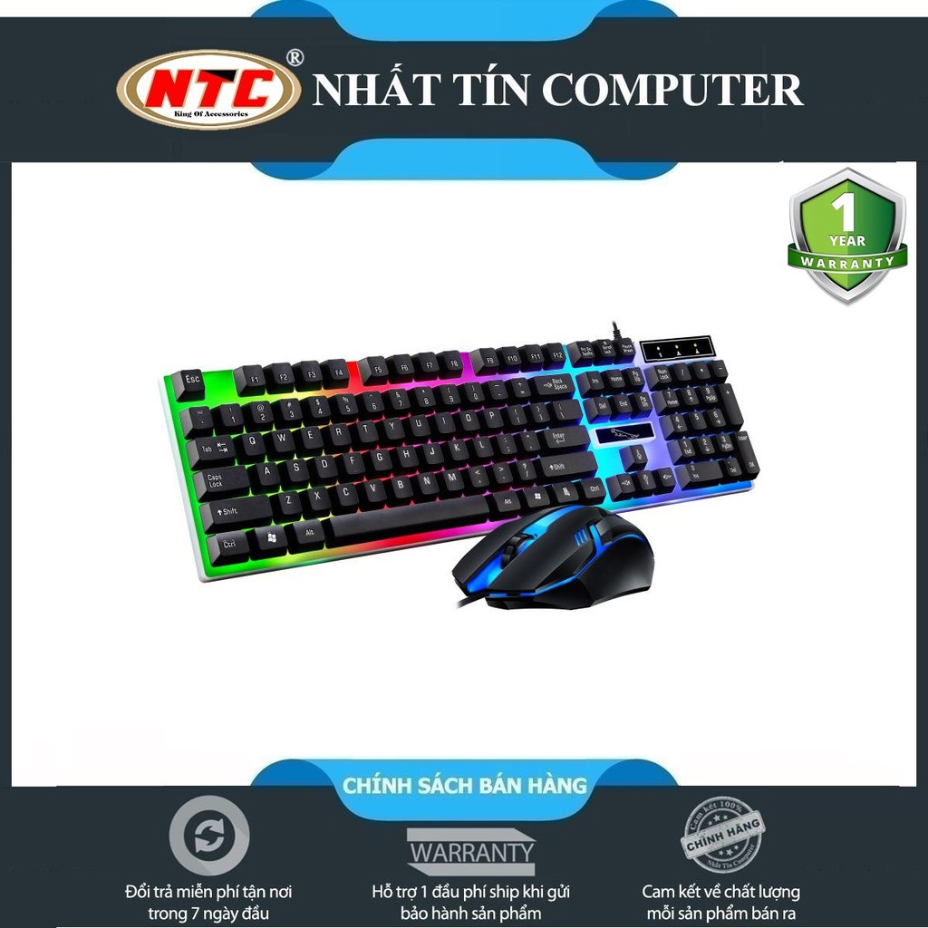 Bộ bàn phím giả cơ và chuột game dành cho game thủ NTC G21B led đa màu