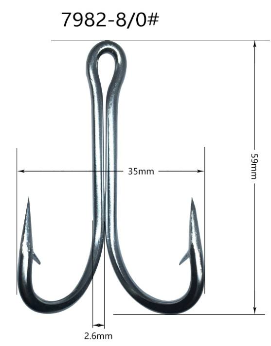 Set 5 Lưỡi Câu 7982 Bằng Thép Không Gỉ Kích Thước 2/0- 10/0