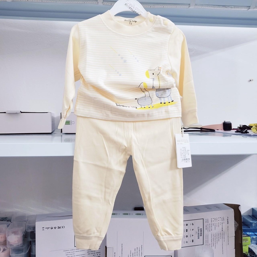 324 Bộ dài tay cài vai cotton nỉ dày vừa thu đông cho bé hàng quảng châu (6-12kg)