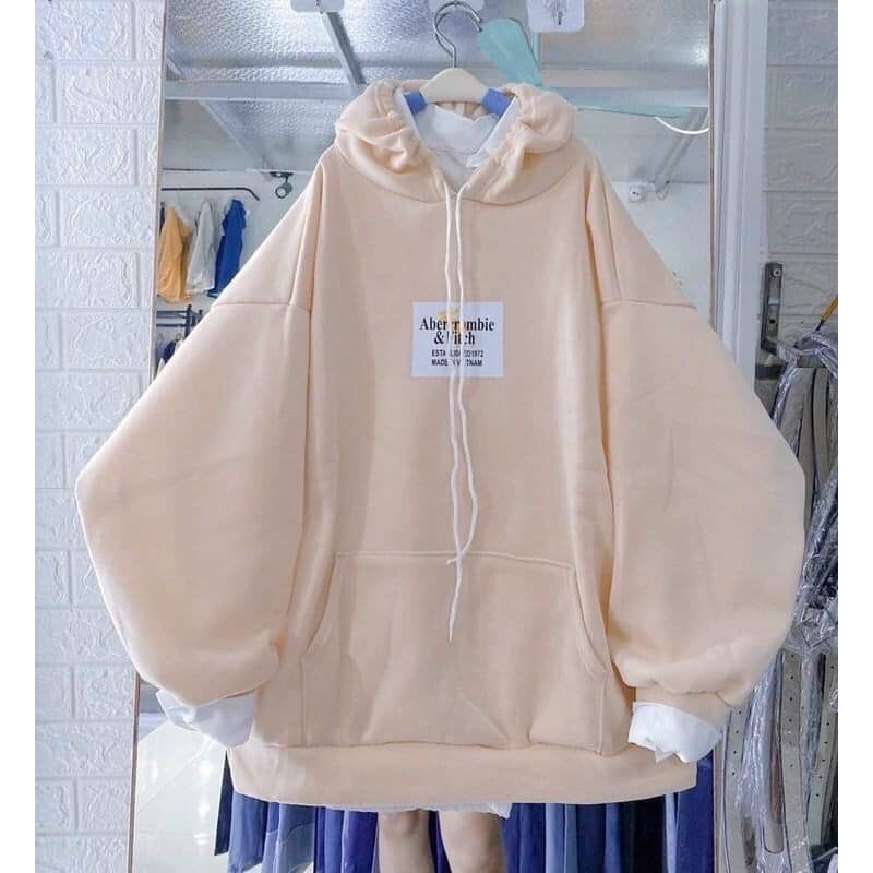 Áo khoác hoodie nỉ ngoại tay phồng dáng rộng