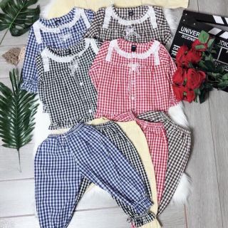 Combo sỉ bộ thô kẻ bé gái gồm 4 màu