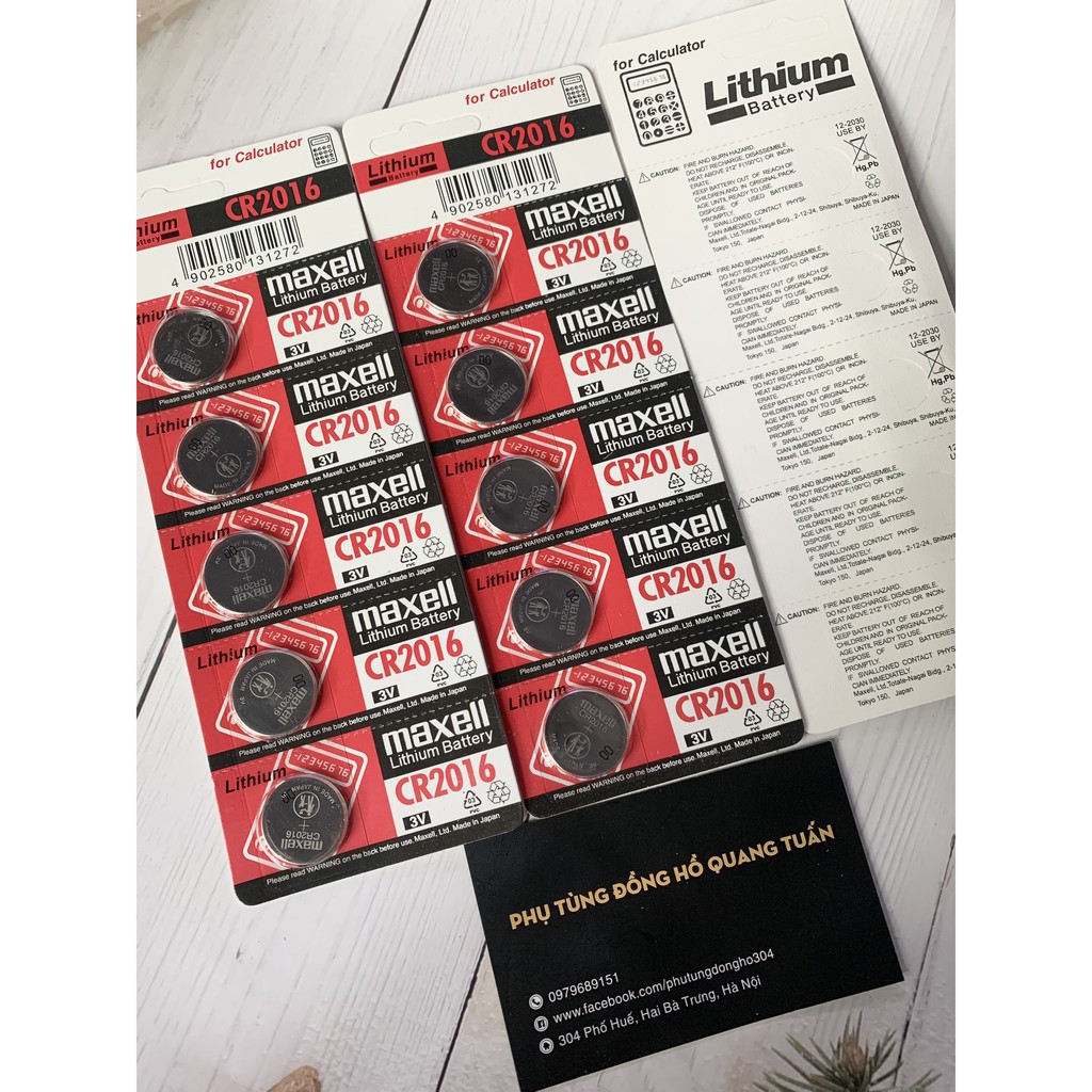 Vỉ 5 Viên Pin CR2016 MAXELL Lithium 3V - Hàng Chính Hãng