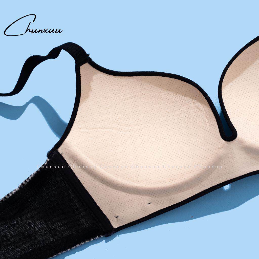 Áo ngực đệm mỏng CHUNXUU, thiết kế kẻ caro trẻ trung, không gọng thoáng khí- AV12