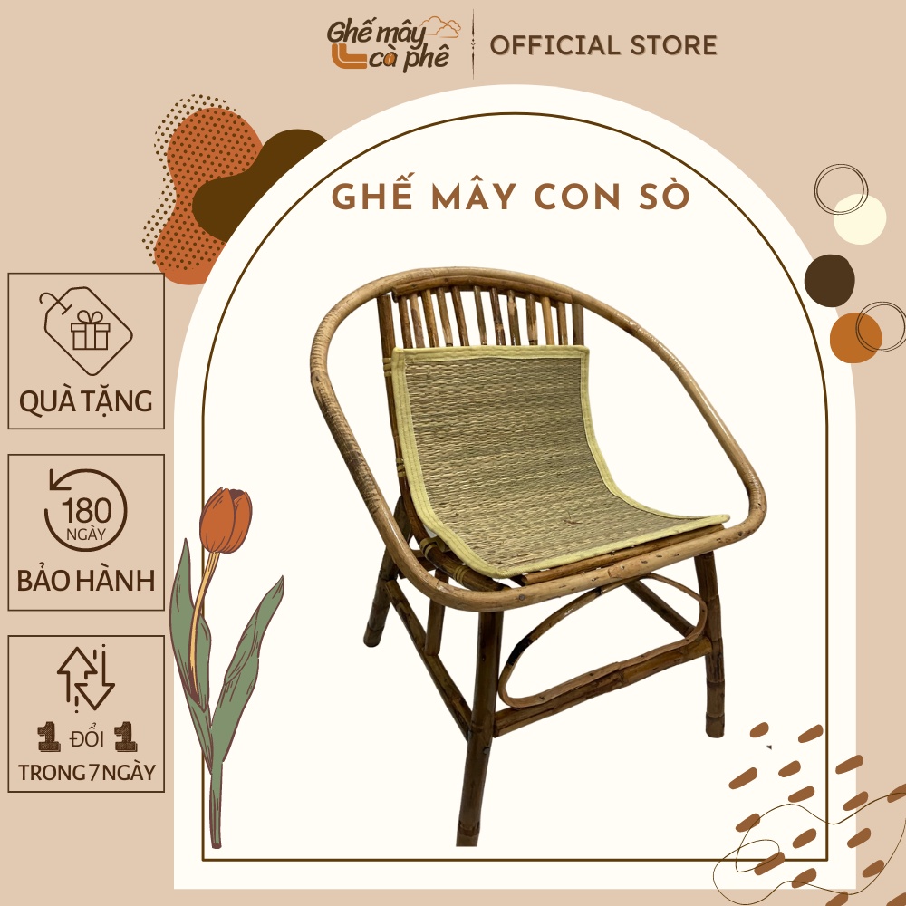 (Ghế Mây Cafe) Ghế Mây Sò tự nhiên, Ghế mây Cà Phê giá rẻ, Ghế ban công, Homestay ( có kèm lót cói)