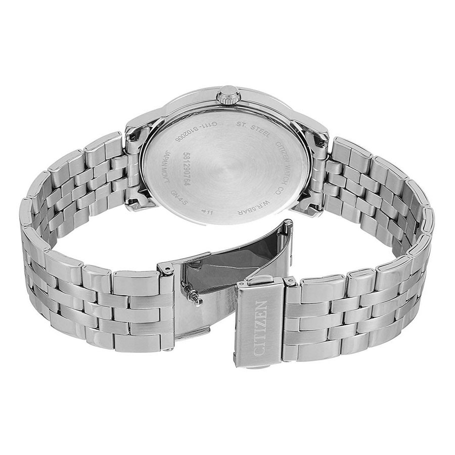 Đồng Hồ Citizen Nam Đính Đá Swarovski Dây Kim Loại Pin-Quartz BI5030-51A - Mặt Trắng (40mm)