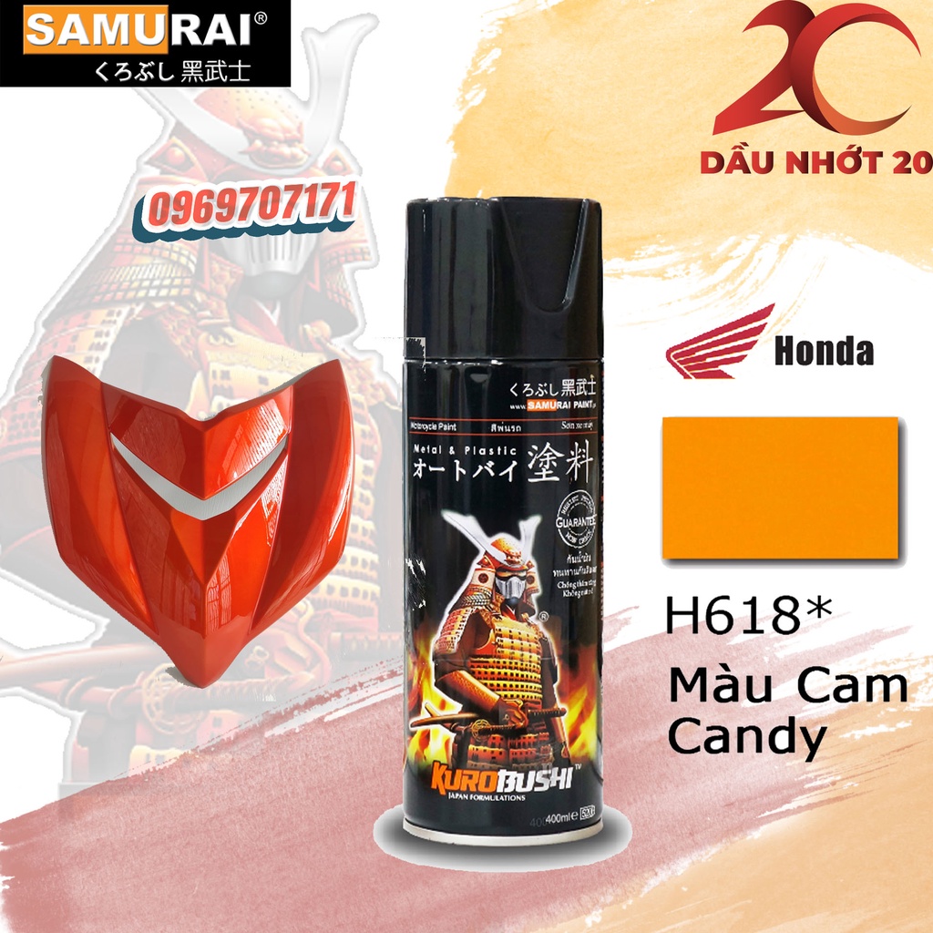 Combo sơn màu Cam candy samurai H618 gồm 4 chai UCH210 124 K1K hoặc 128