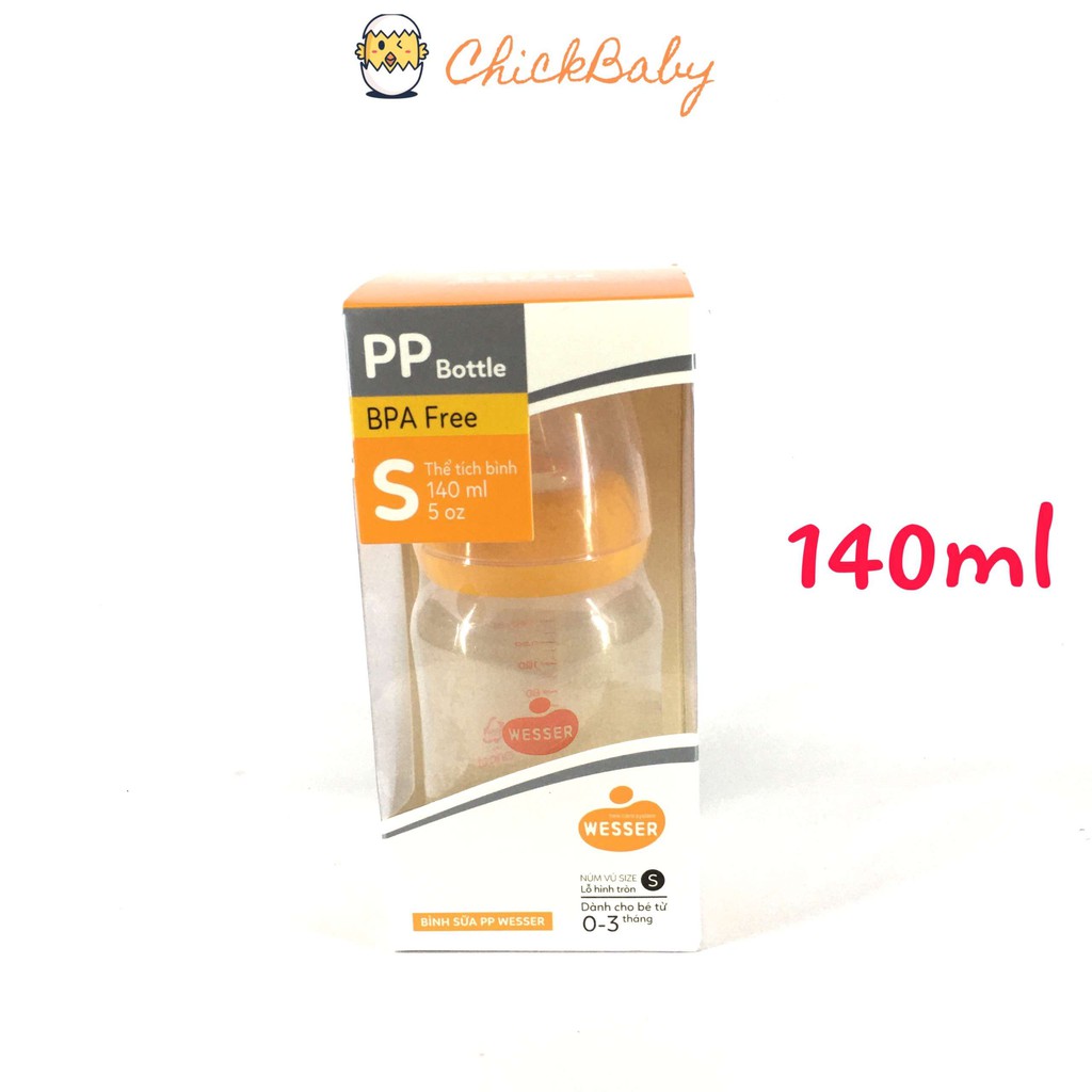 Bình sữa cho bé, nano wesser 60ml 140ml 260ml nhựa PP an toàn ChickBabyShop