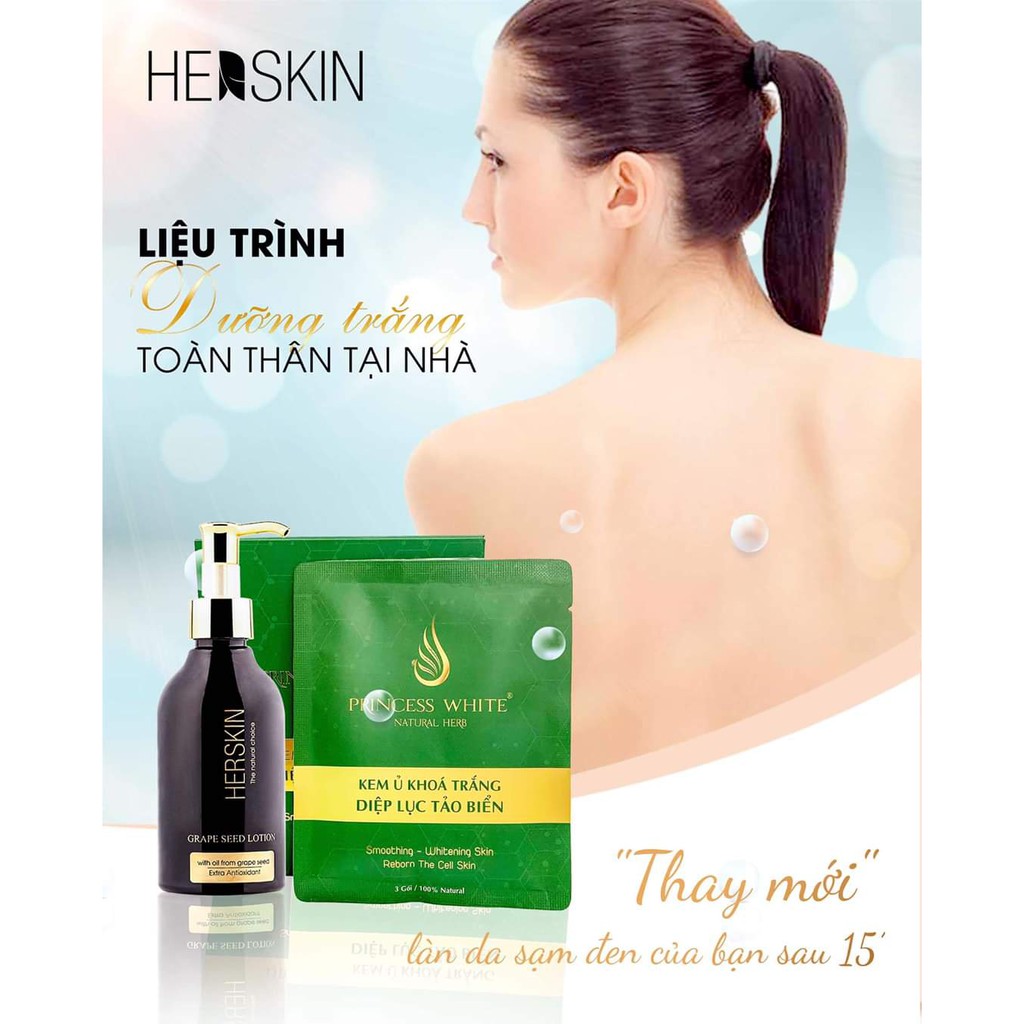 LIỆU TRÌNH DƯỠNG TRẮNG DA TOÀN THÂN TẠI NHÀ:'KEM Ủ TRẮNG DIỆP LỤC TẢO BIỂN+KEM DƯỠNG TRẮNG NÂNG CƠ HERSKIN | BigBuy360 - bigbuy360.vn