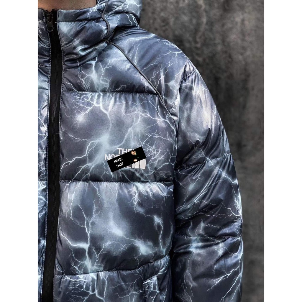 Áo Khoác Phao Lông Vũ Họa Tiết Sấm Sét