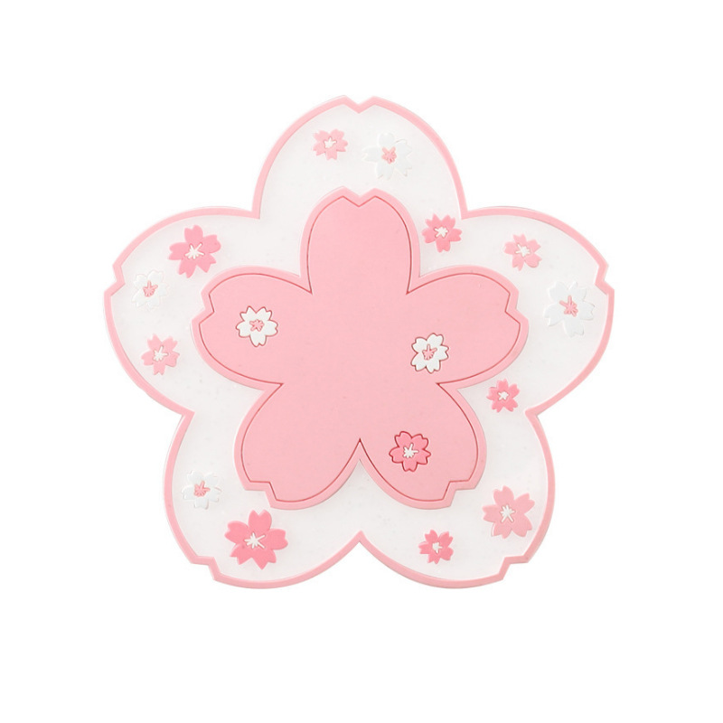 Miếng lót ly chống trượt họa tiết hoa anh đào phong cách Nhật Bản