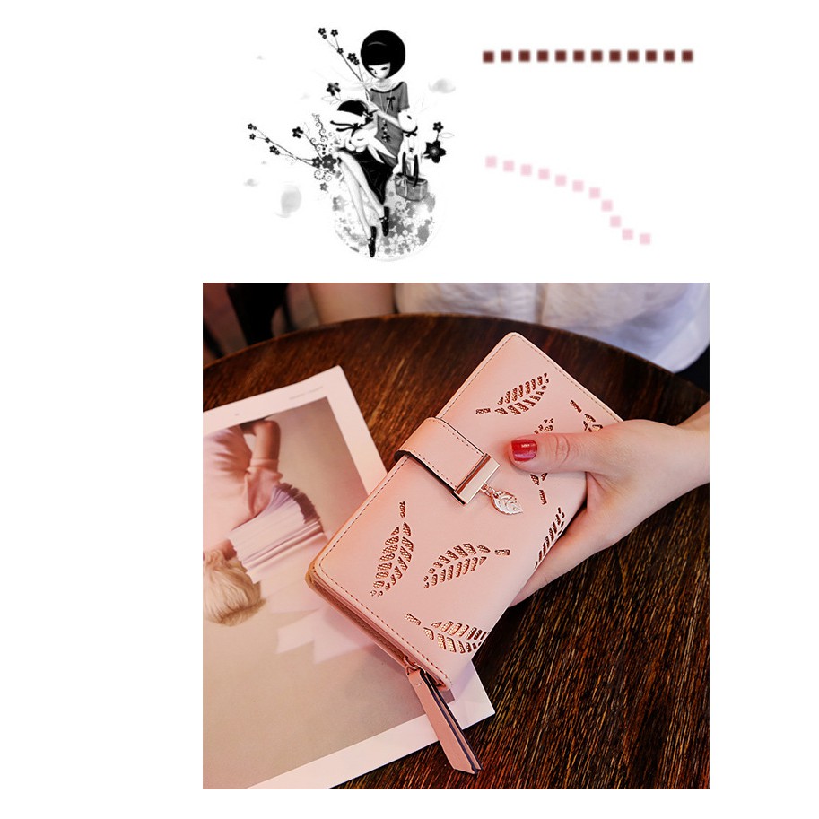 Ví dài chiếc lá/kẻ ô vuông cao cấp phong cách Hàn Quốc 2018 | BigBuy360 - bigbuy360.vn