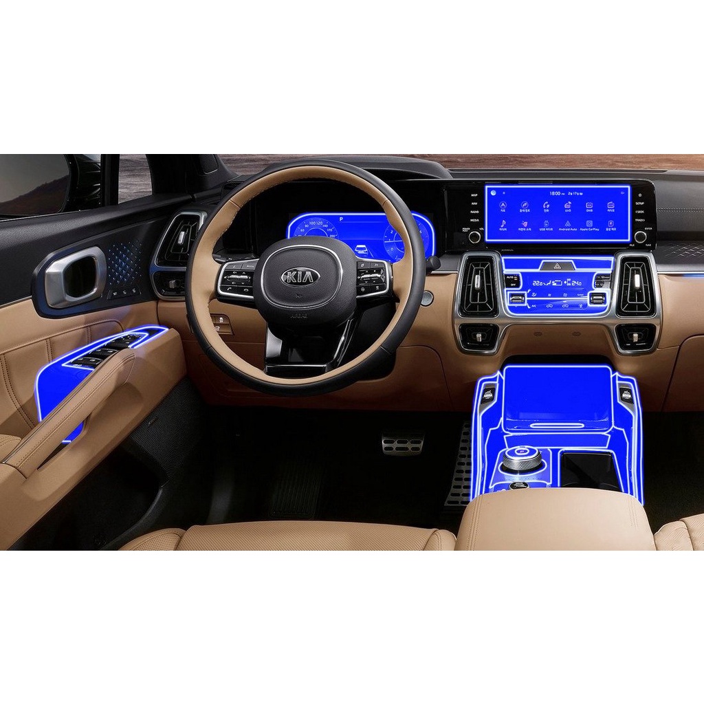 KIA SORENTO 2021 : Film PPF bảo vệ FULL BỘ nội thất -AUTO6- chống xước, che phủ các vết xước cũ, tạo độ bóng cho xe