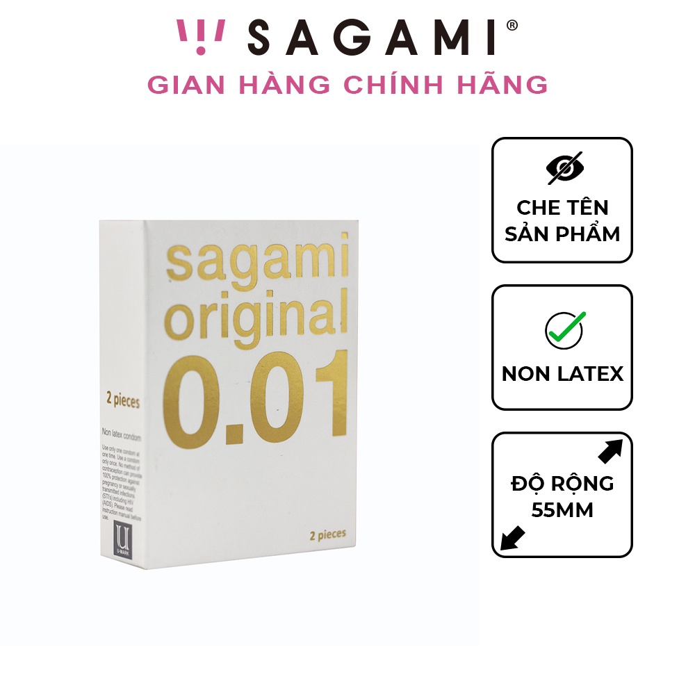 Bao cao su Sagami 001 - bcs non latex - siêu mỏng - hộp 2 chiếc