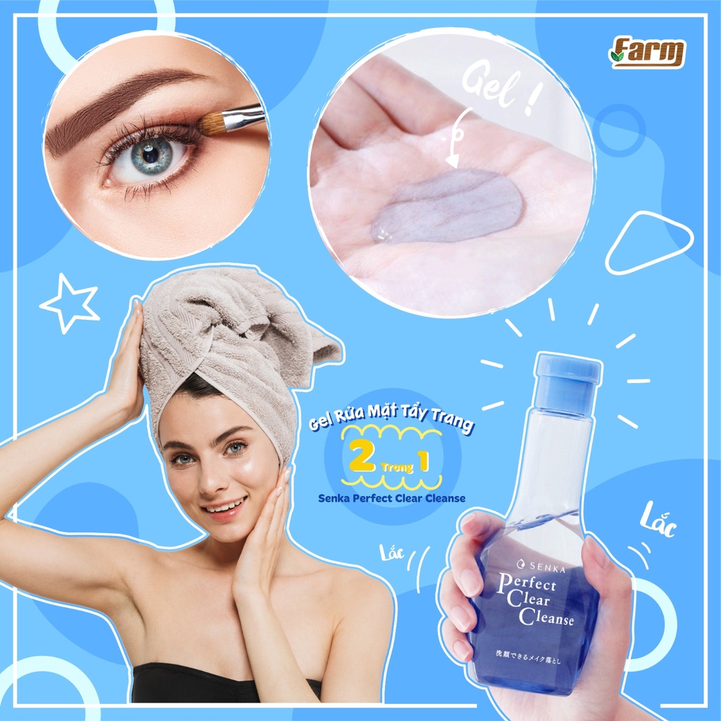 [DATE 18/08/2023] Gel rửa mặt và tẩy trang 2 trong 1 Senka Perfect Clear Cleanse fullsize 170ml (Nhật Bản)