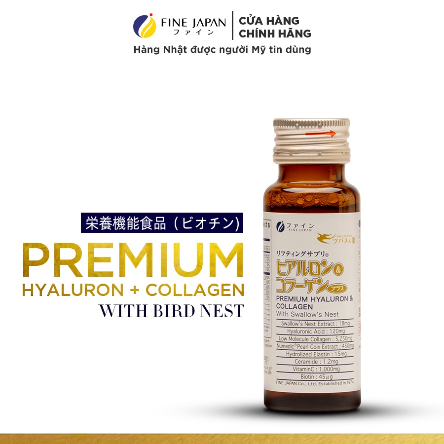 Collagen nước Tổ Yến Sào Nhật Bản Thượng Hạng Đẹp Da - Fine Japan Hyaluron & Collagen With Swallow's Nest 10 chai x 50ml