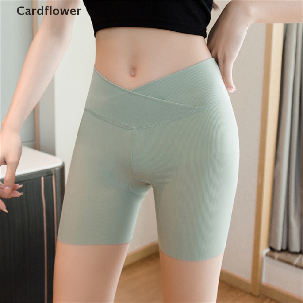 &lt; Cardflower &gt; Quần Legging An Toàn Bằng Lụa Lạnh Chéo Eo Thoáng Khí Không Viền Cong Cỡ Lớn Thoải Mái Mùa Hè Cho Nữ
