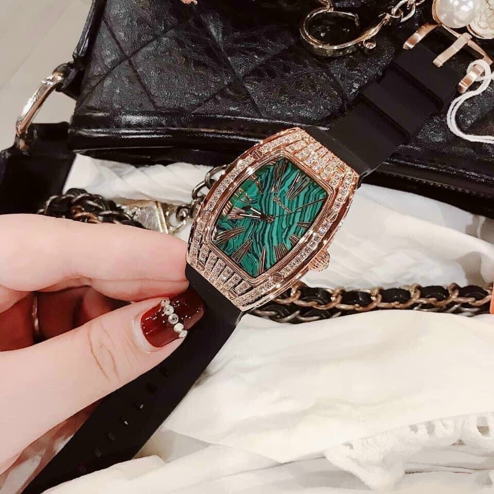 Đồng Hồ Davena Nữ Dây Da Xanh 34mm Rose Gold Chính Hãng