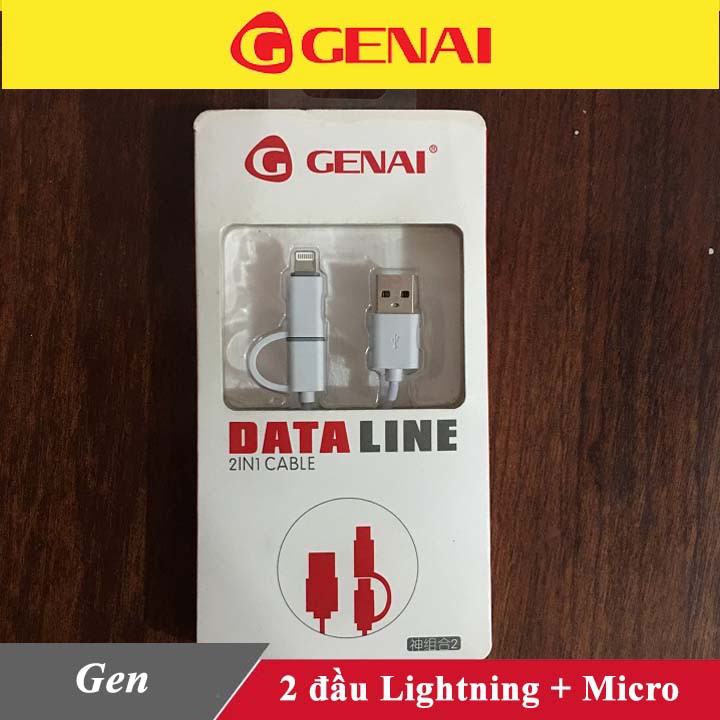 Cáp sạc 2 đầu Micro & Lightning chính hãng Genai