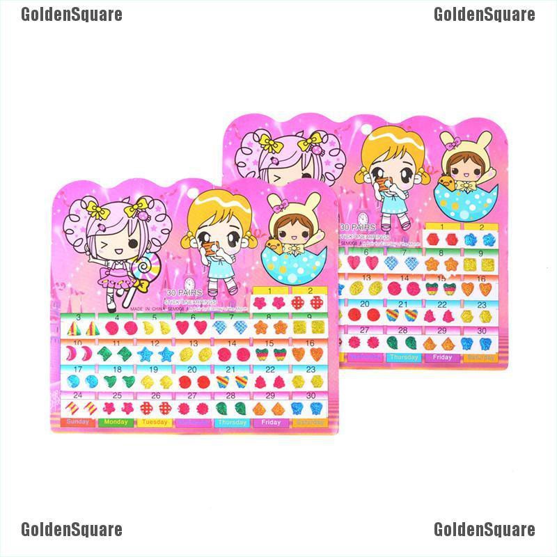 1 Tờ Bông Tai Trẻ Em Đính Pha Lê Nhiều Màu