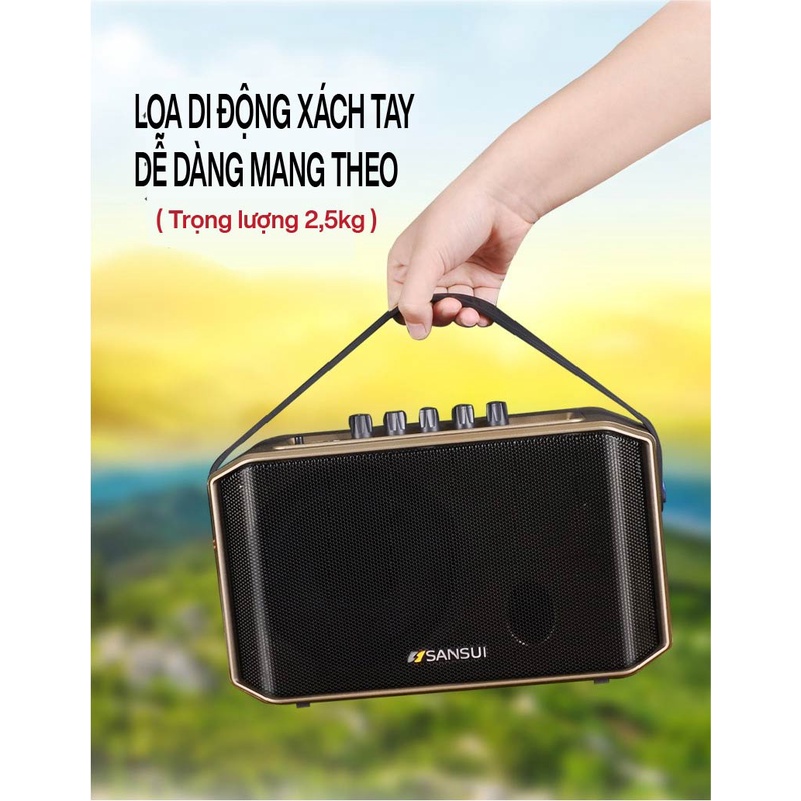 [CHÍNH HÃNG] Loa Kéo Sansui SA1-05 Nhật Bản | Nhỏ Gọn Sang Trọng - Công Suất 40W - 1 Tay Micro Không Dây Đi Kèm