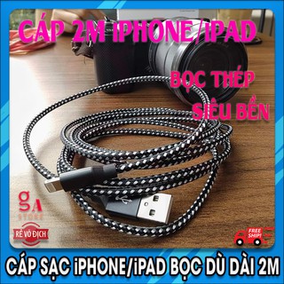 Cáp sạc iphone,ipad bọc dù,dài 2m,siêu tốt,siêu rẻ