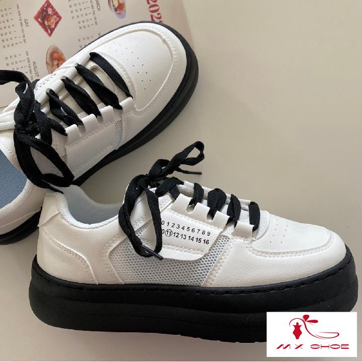 M & X~ Giày Thể Thao Da Đế Dày Thoáng Khí Phong Cách Hàn Quốc Dễ Phối Đồ Thời Trang Mùa Hè Dành Cho Nữ
