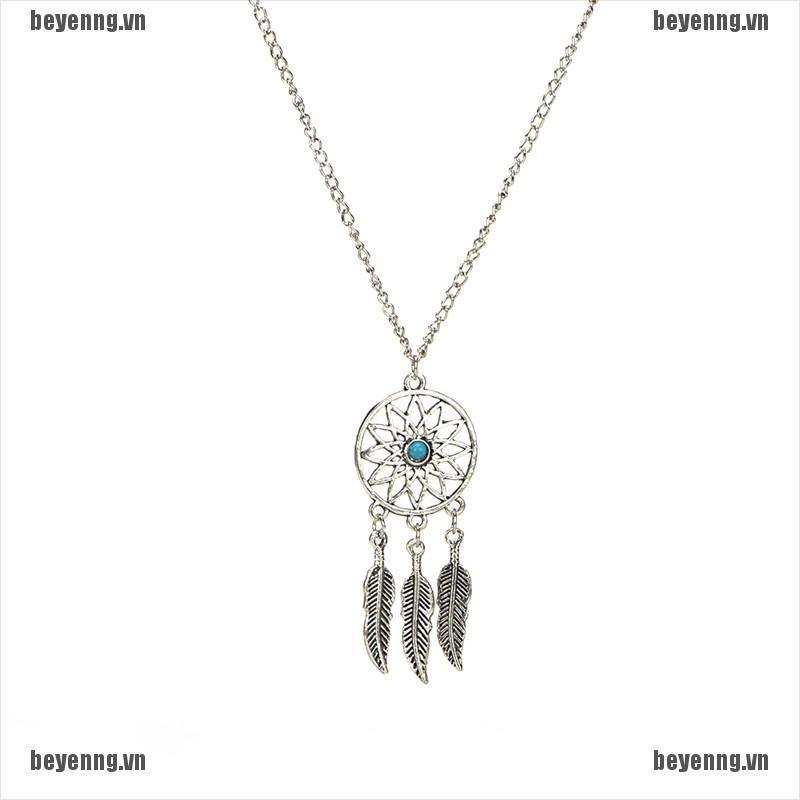 Bộ vòng cổ + Bông Tai Hình Dreamcatcher Đính Lông Vũ Phong Cách Bohemian