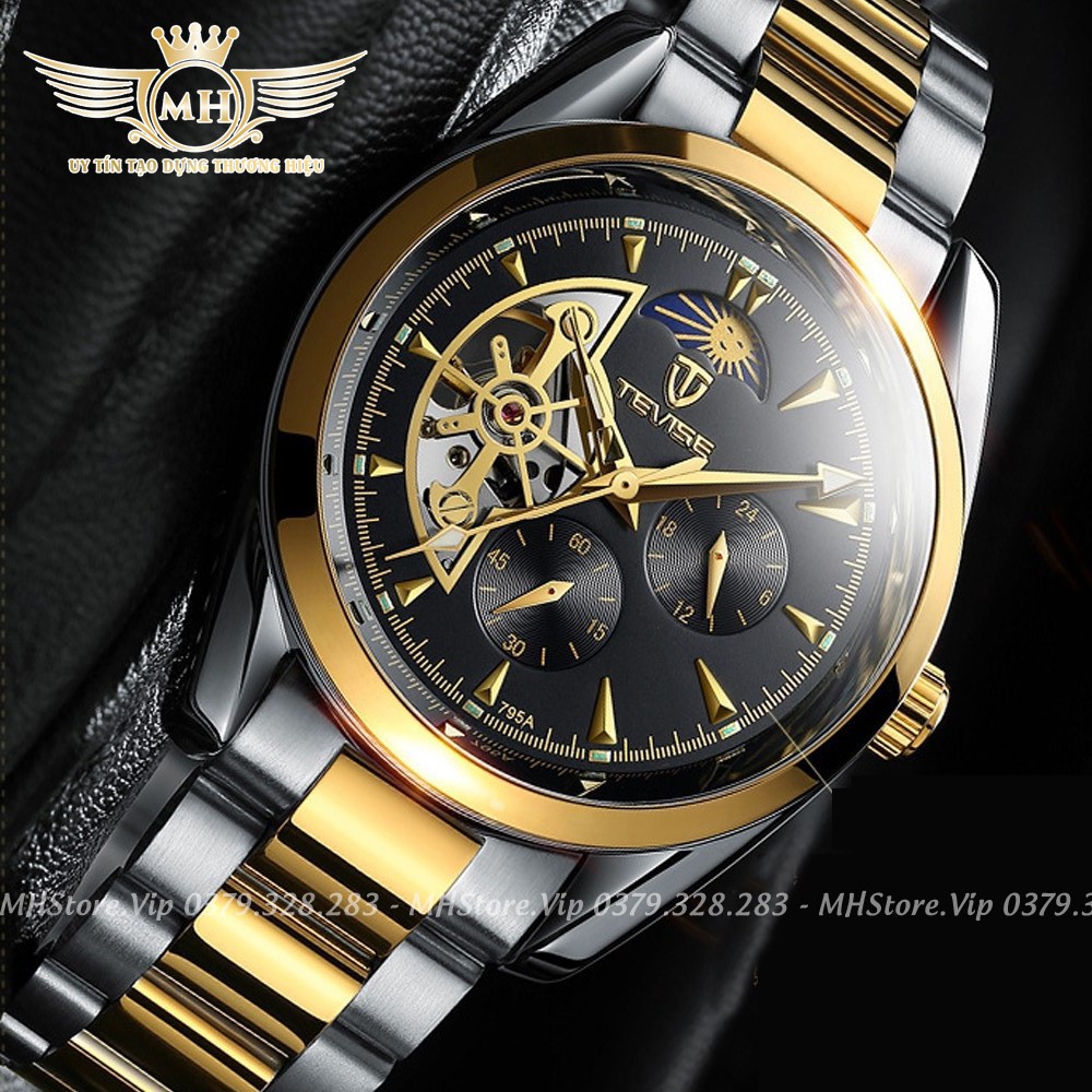 Đồng hồ cơ nam Tevise 795A chính hãng dây thép không gỉ, cơ automatic lộ máy chạy 5 kim đẹp giá rẻ [Tặng tháo dây] | BigBuy360 - bigbuy360.vn