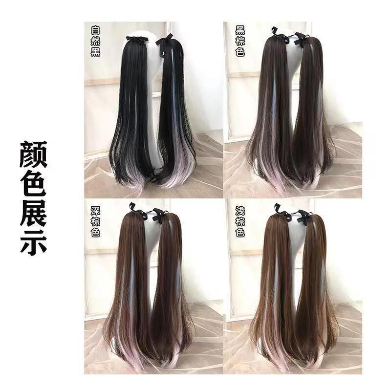 Tóc giả tết bím MISS FANCY tóc giả kẹp đuôi ngựa tóc giả highlight 60cm tóc giả bím 2 bên