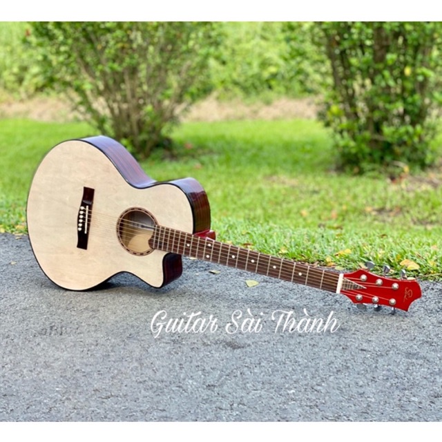 Đàn Guitar Acoustic ST.Real Guitar Sài Thành Mã X1 gỗ POLYWOOD EBONY vân gỗ thật kích thước full size