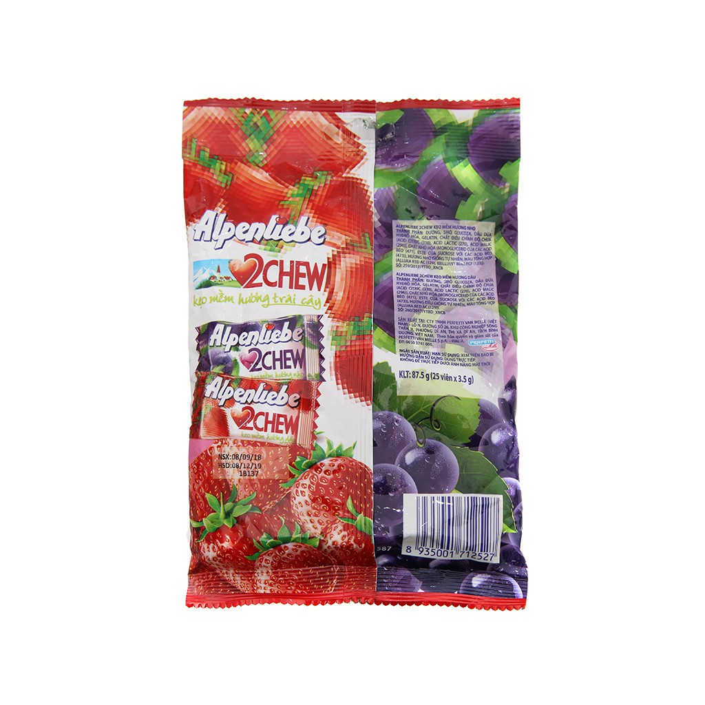 Kẹo mềm hương trái cây Alpenliebe 2Chew gói 87.5g