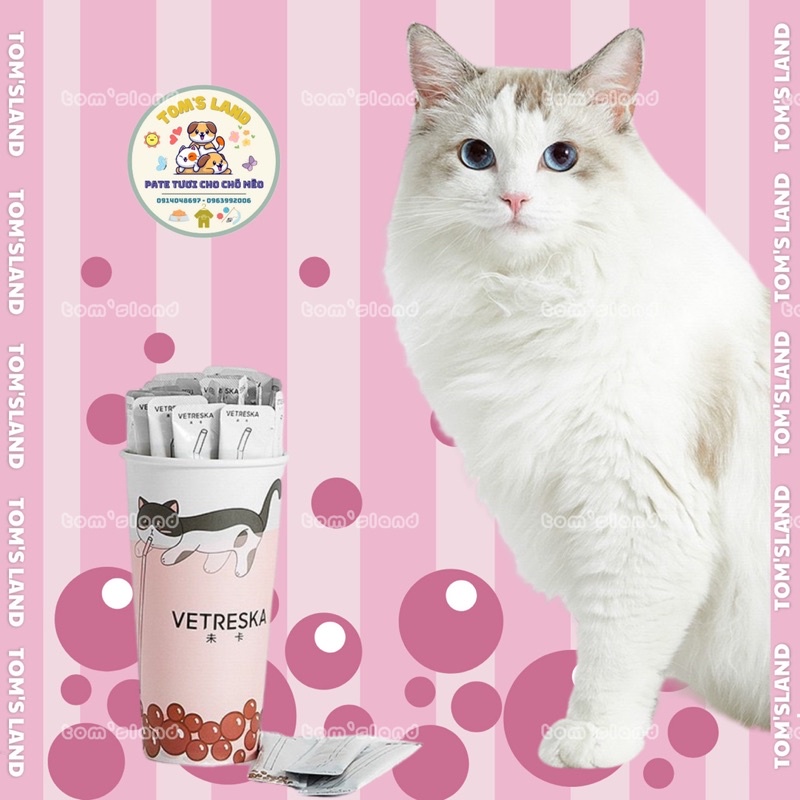 Soup Thưởng Vetreska Trà Sữa 🥤 - Siêu Ngon - Kích Thích Ăn Uống - Chăm Sóc Lông - Hỗ Trợ Tiêu Hoá